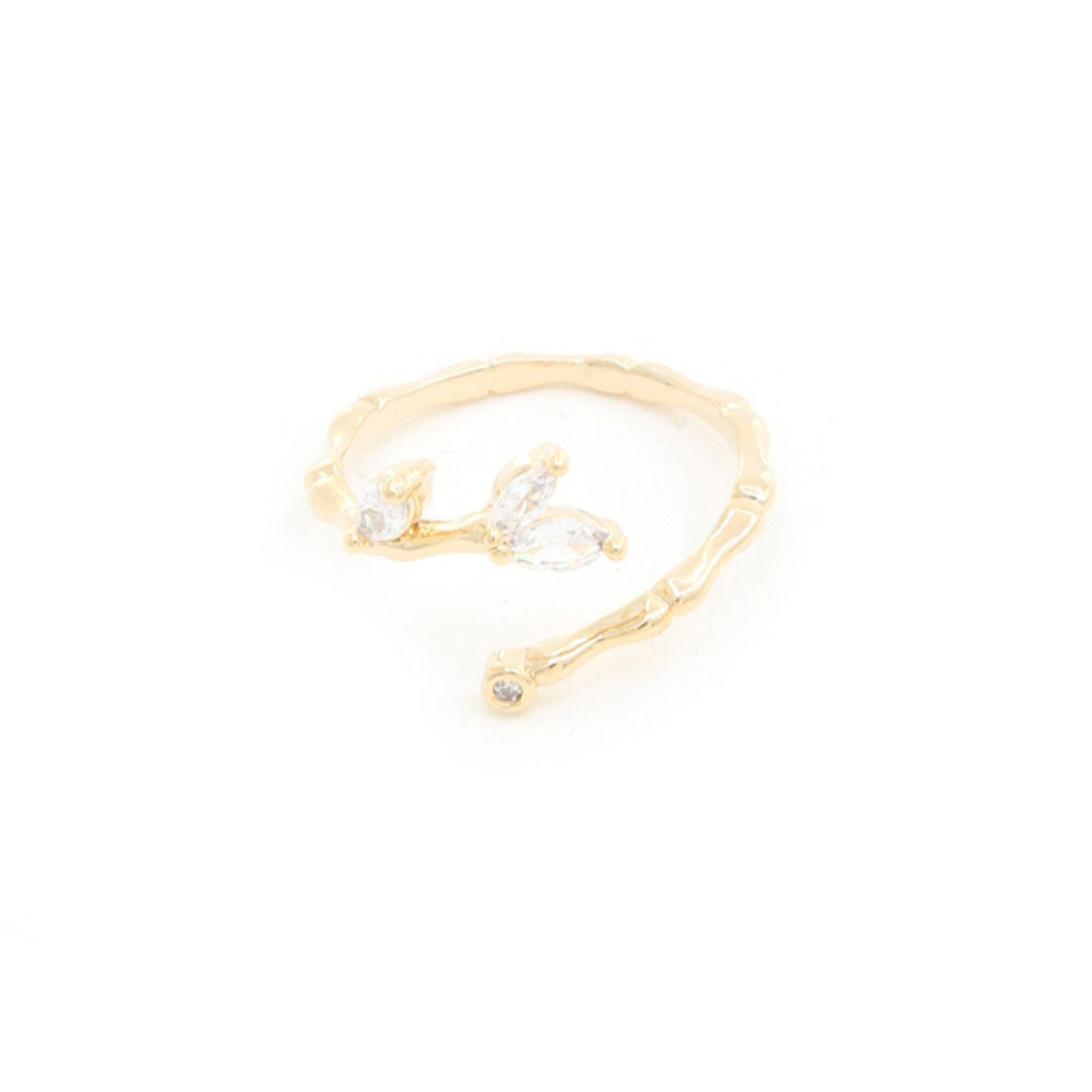 Leaf Cubic Zirconia Gold Dipped Ring