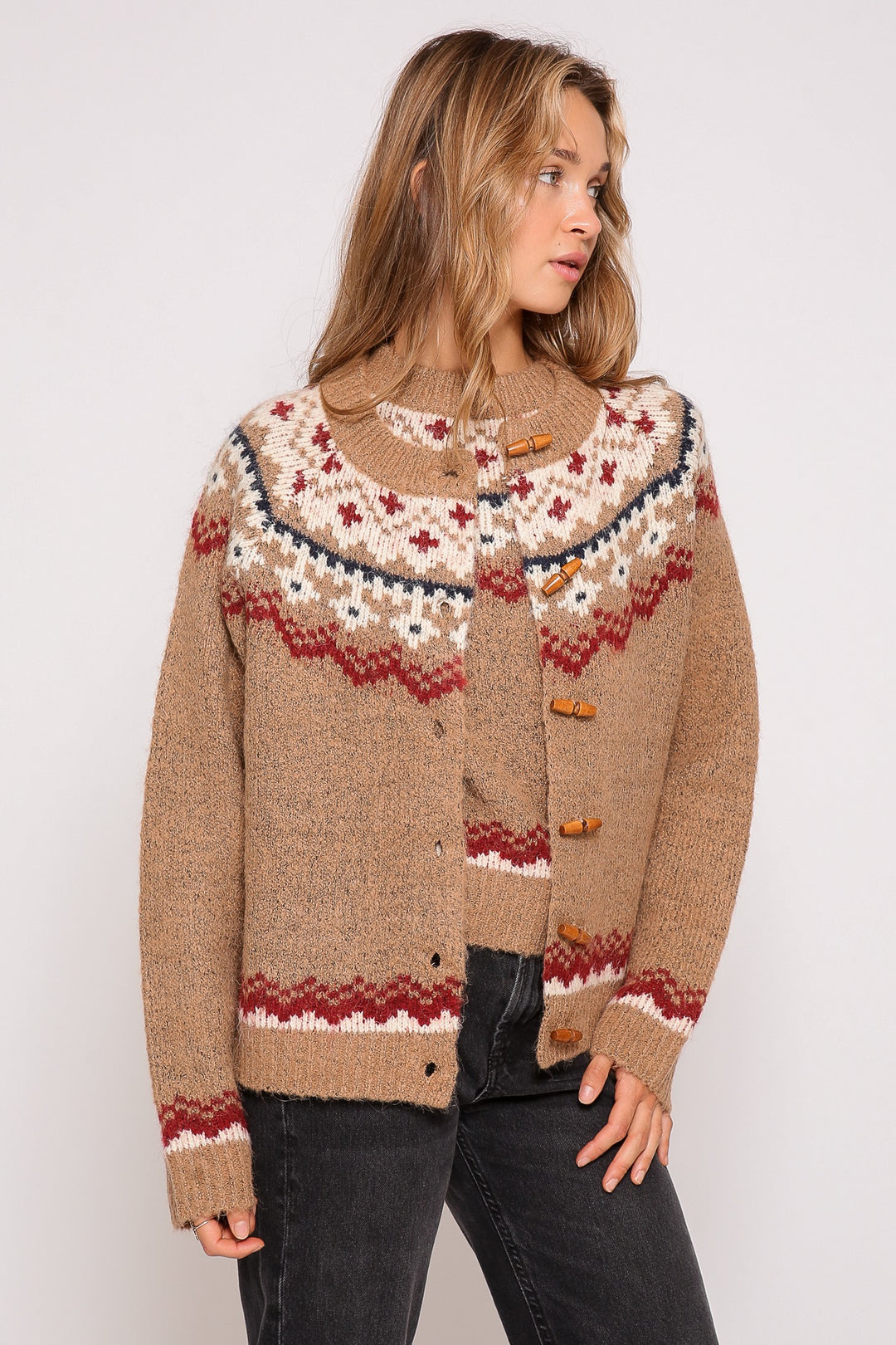 Nordic pattern sweater cardigan