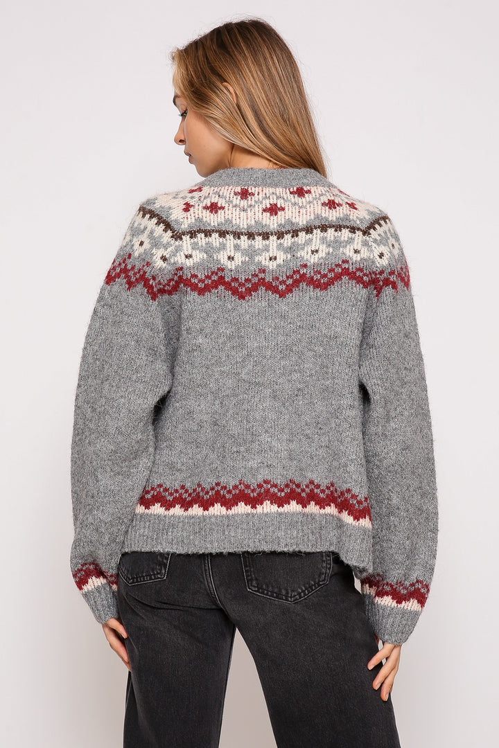 Nordic pattern sweater cardigan