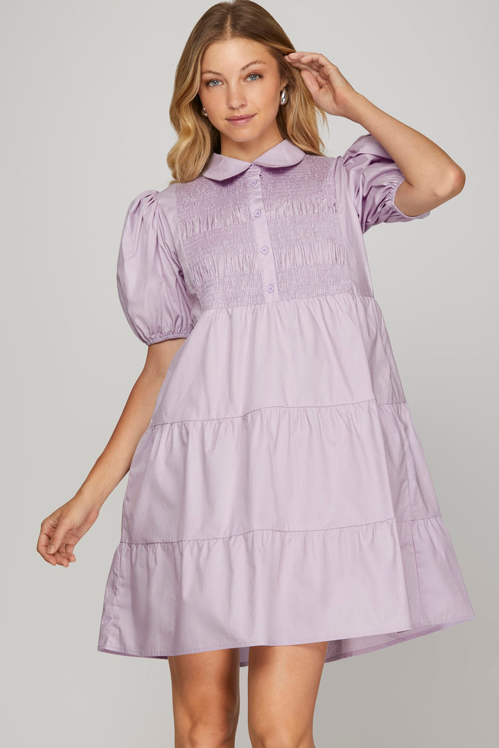 Smocked Front Woven dress