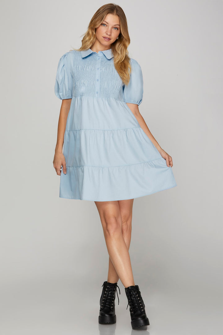 Smocked Front Woven dress