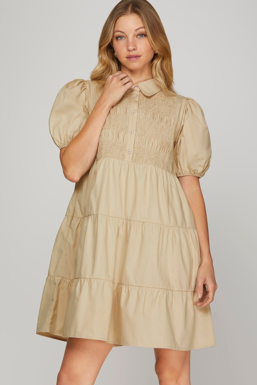 Smocked Front Woven dress