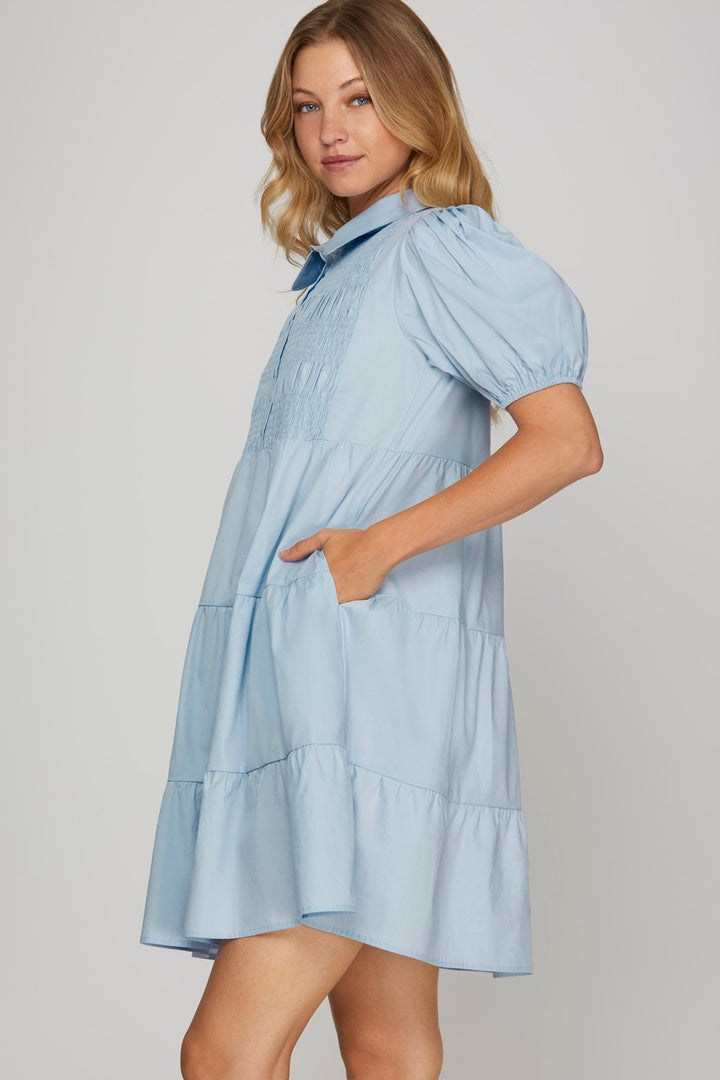 Smocked Front Woven dress