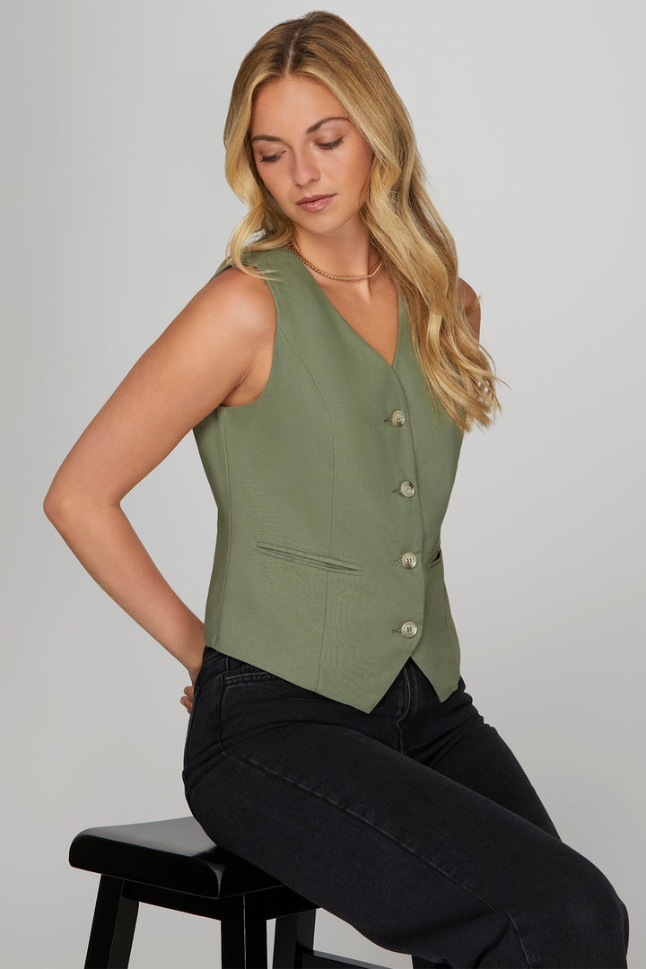 Sleeveless button down vest