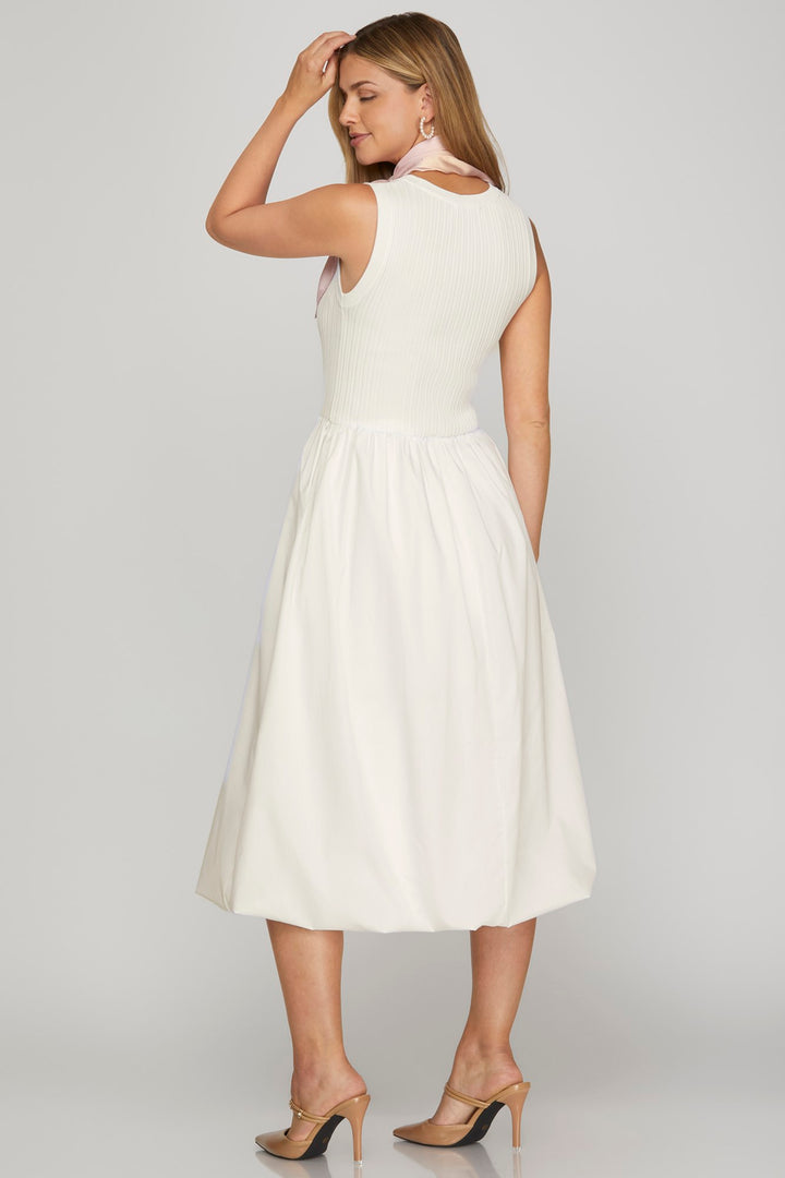 Sleeveless bubble hem midi dress