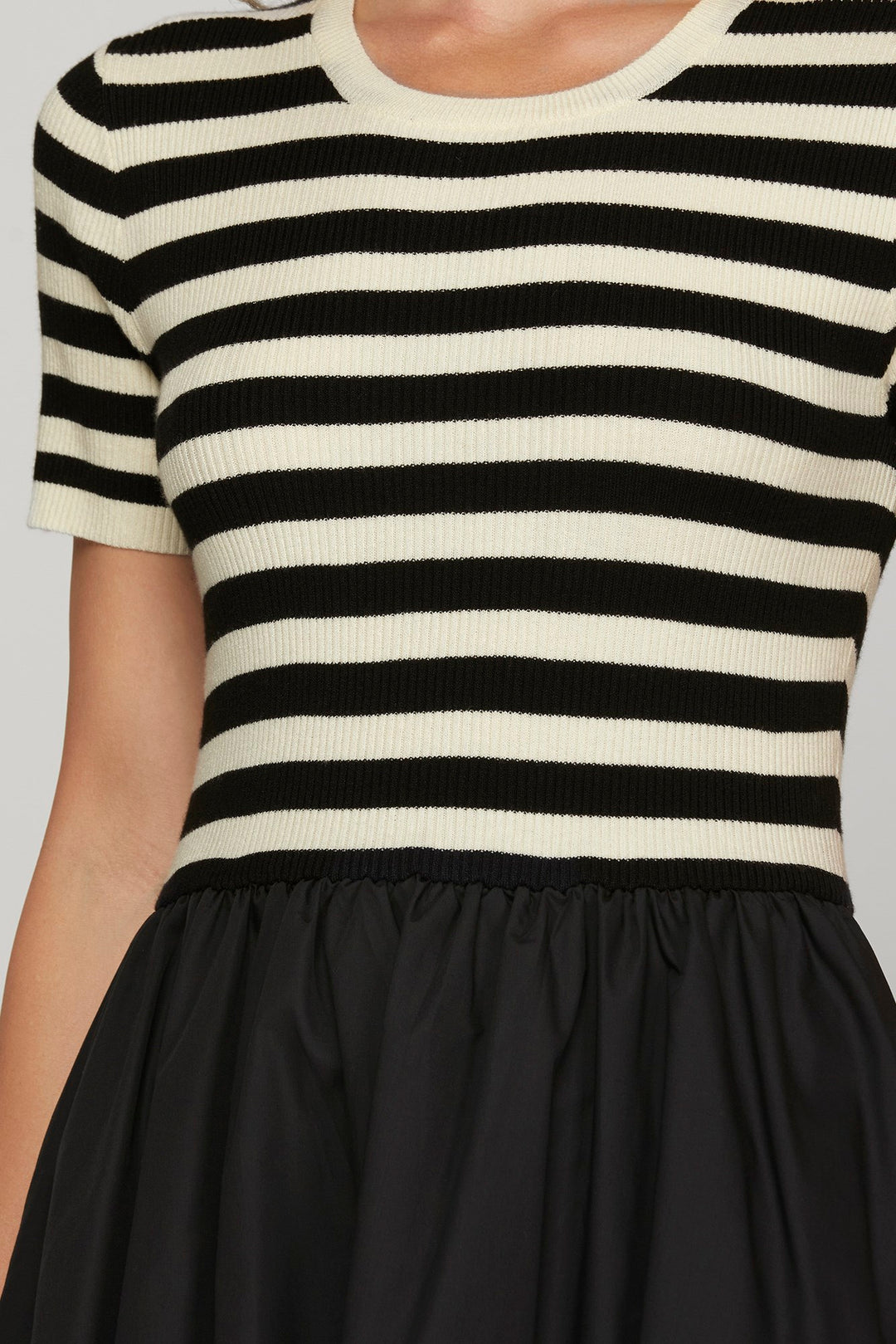 Bubble Hem Striped Midi Dress