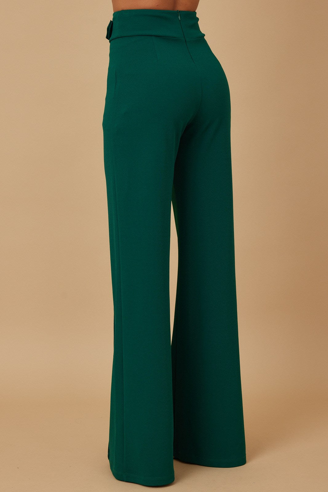 High waist gold buckle trim pants