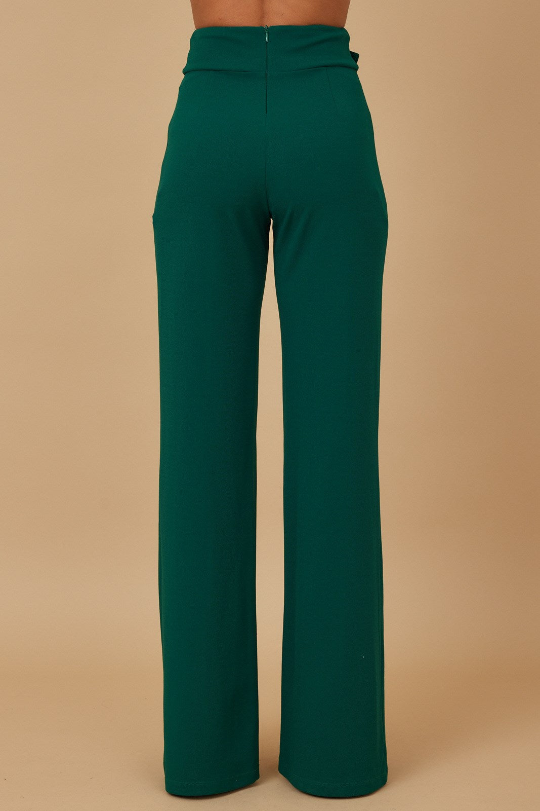 High waist gold buckle trim pants