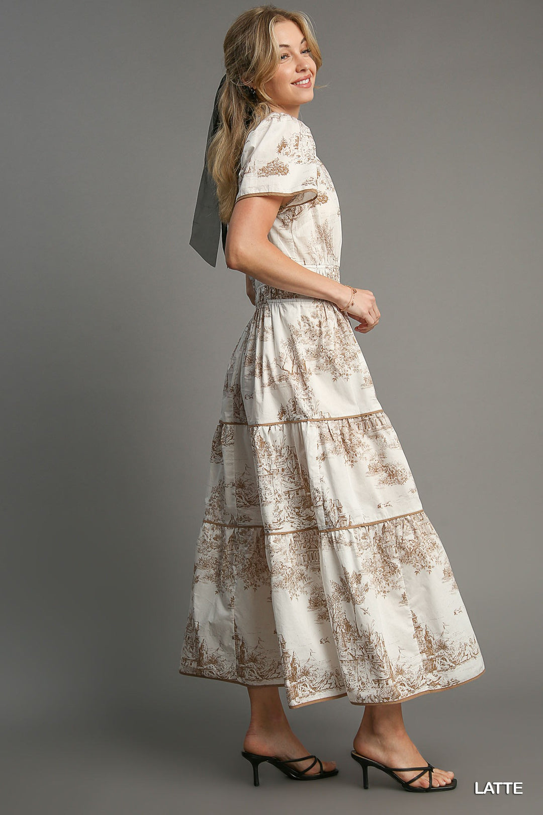 Toile print maxi dress