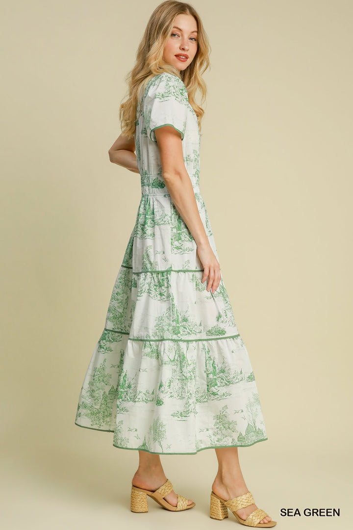 Toile print maxi dress