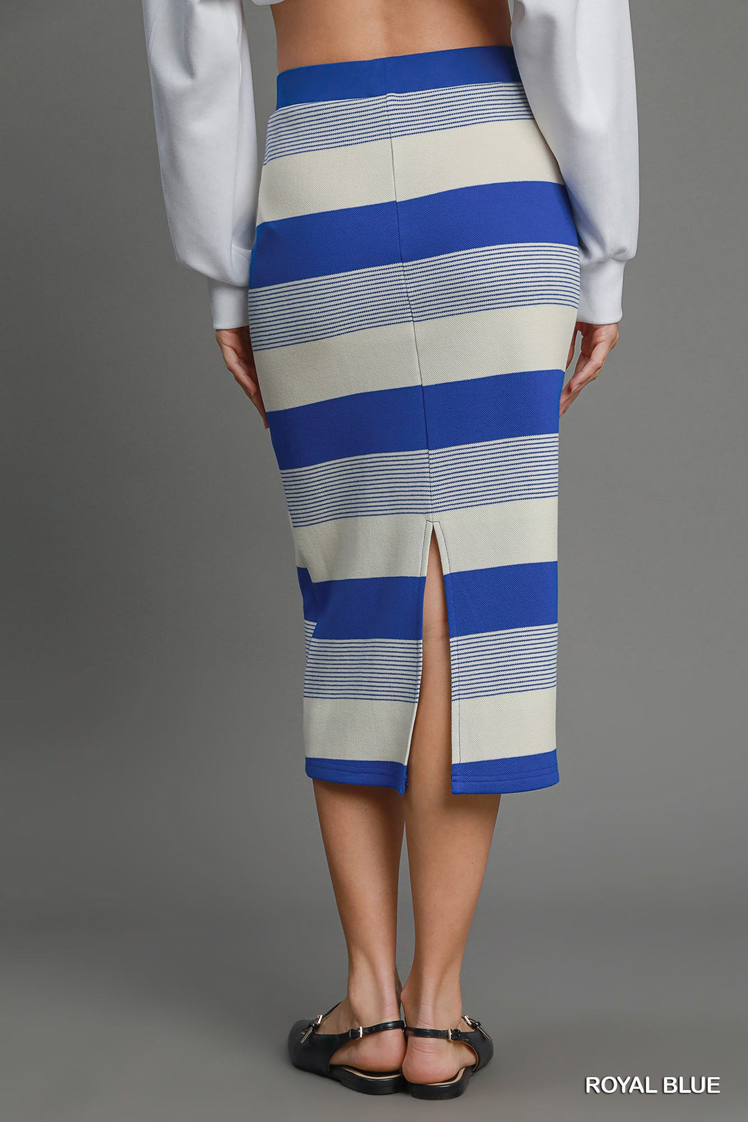 Stripe mixed midi skirt