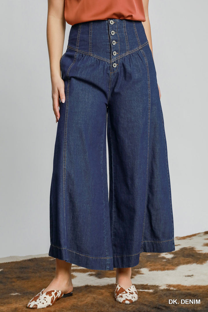 High Waist Wide Denim Pants