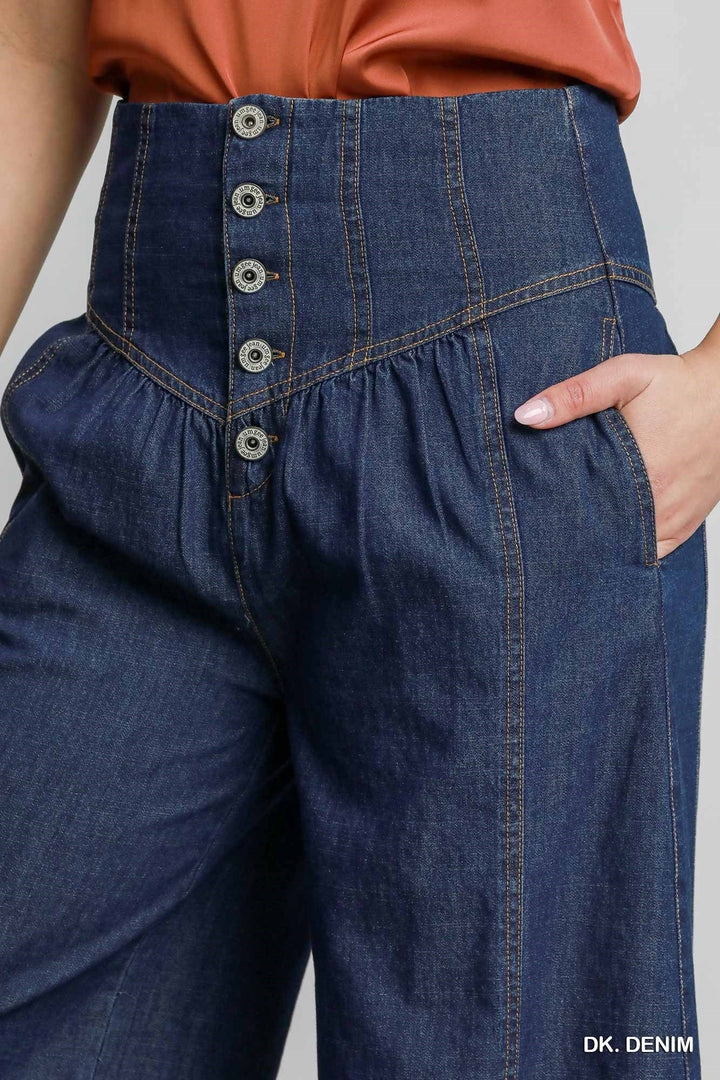 High Waist Wide Denim Pants