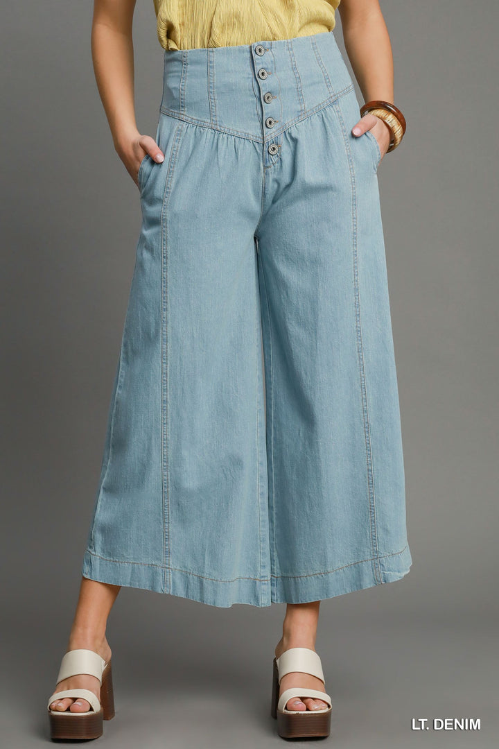 High Waist Wide Denim Pants