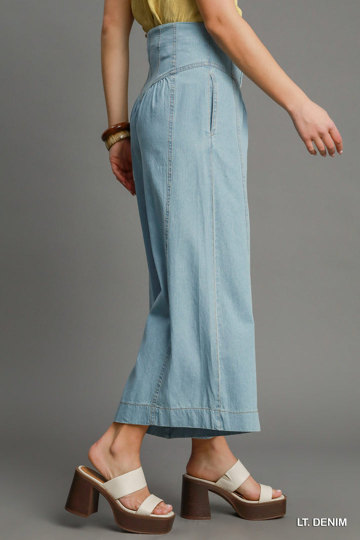 High Waist Wide Denim Pants