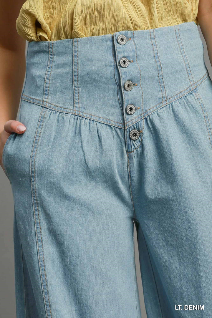 High Waist Wide Denim Pants