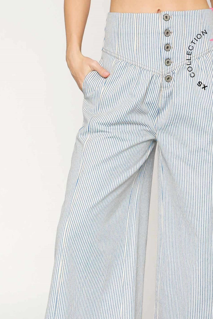 Stripe button down pants