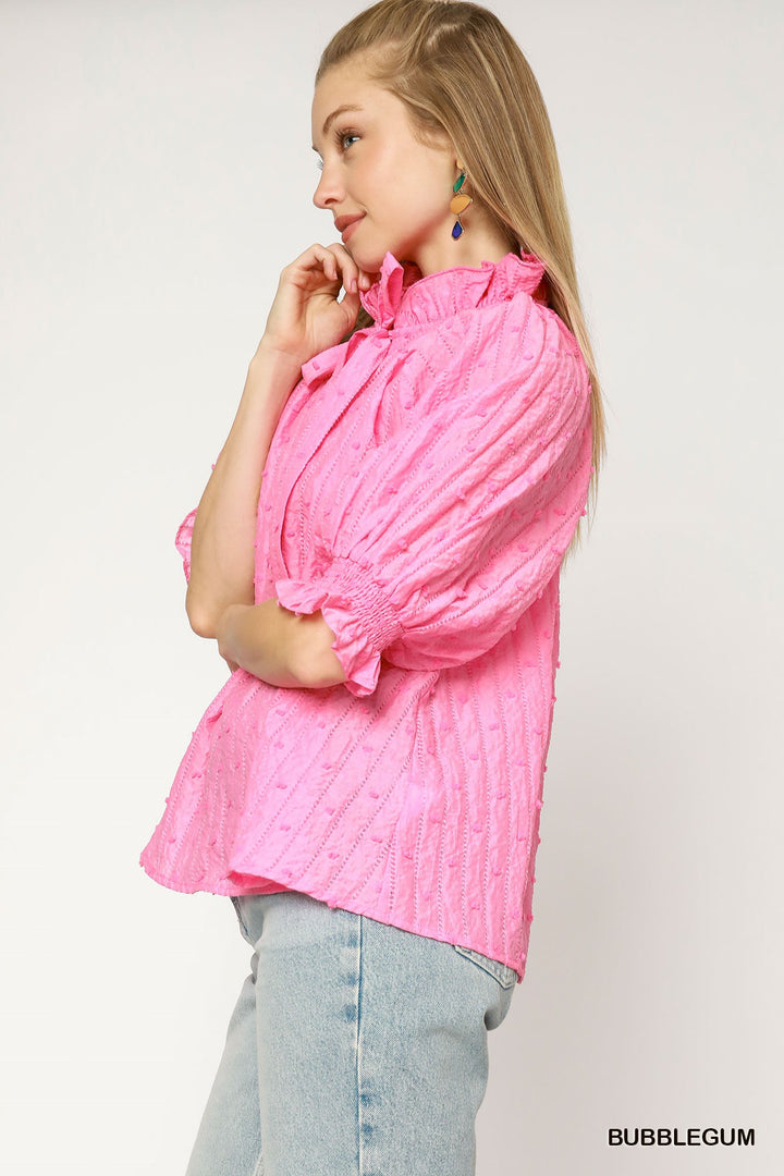 Ruffle detailed textured top