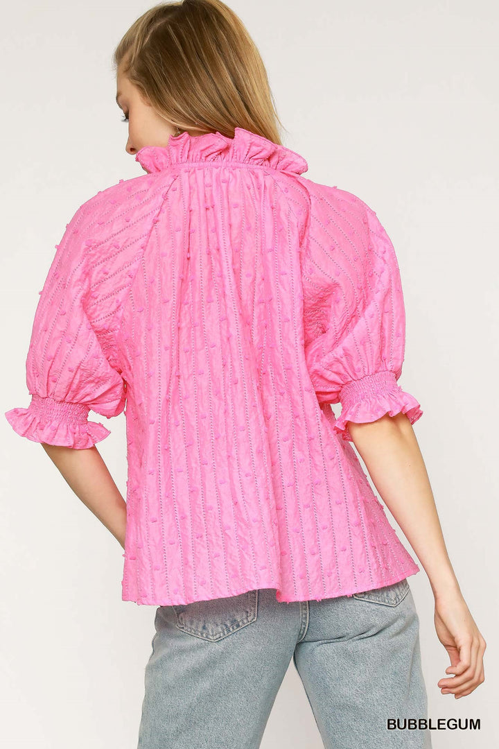 Ruffle detailed textured top