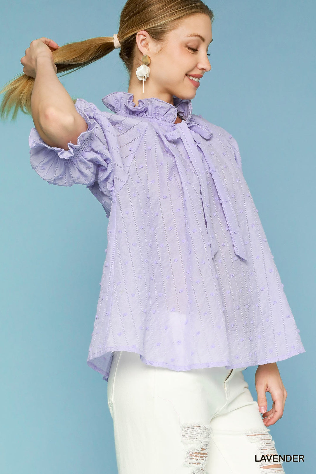 Ruffle detailed textured top