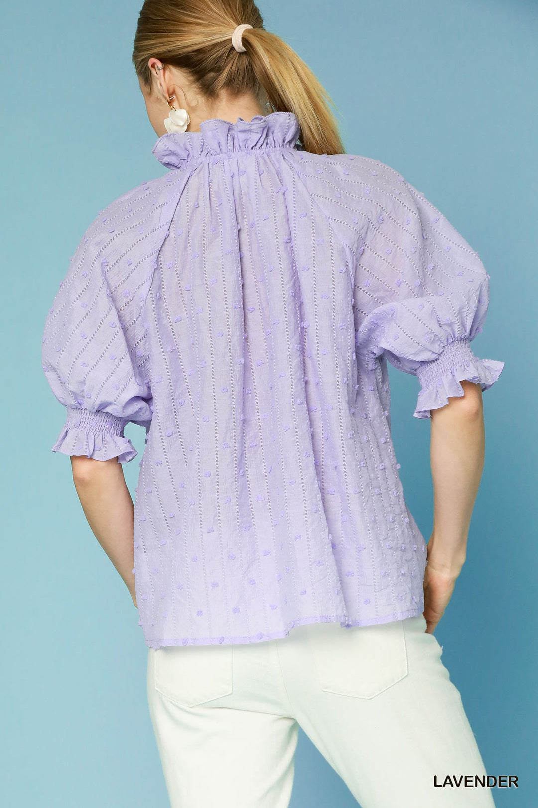 Ruffle detailed textured top