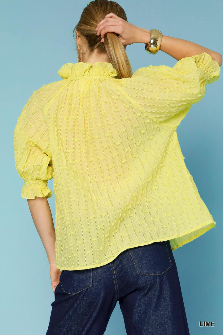 Ruffle detailed textured top