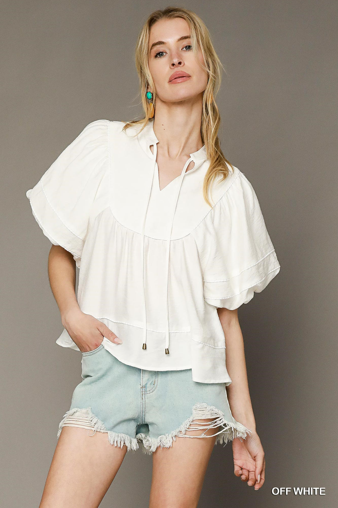 Solid lace trim top