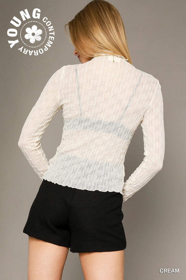 Stretch long sleeve lace top