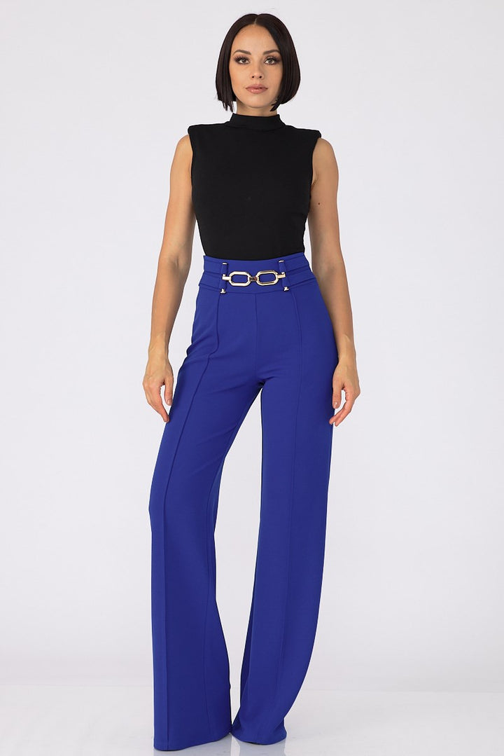 High Waist Metal Buckle Pants