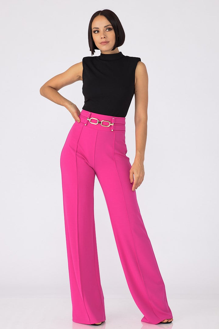 High Waist Metal Buckle Pants