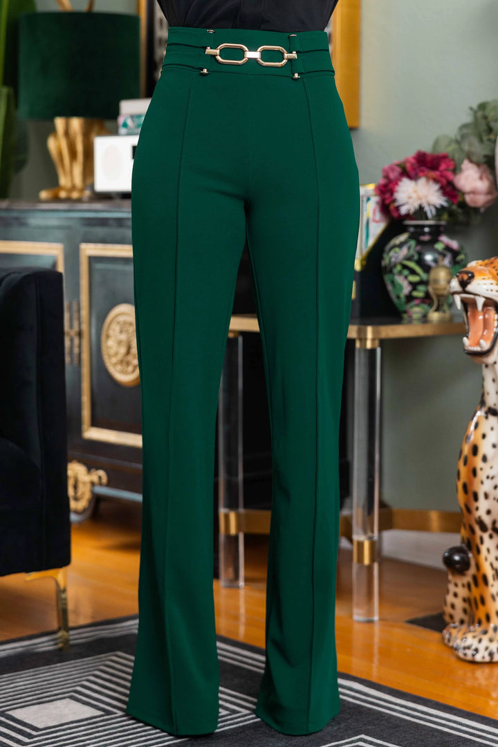 High Waist Metal Buckle Pants