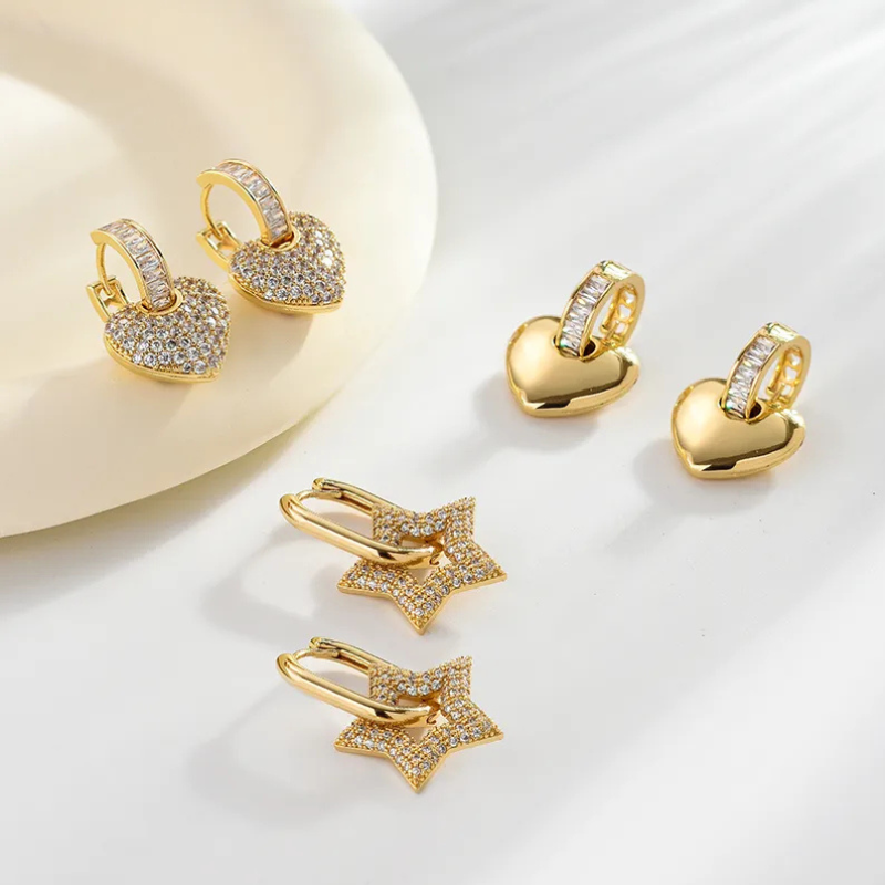 Glossy 18K Gold Plated Heart Ear Clip