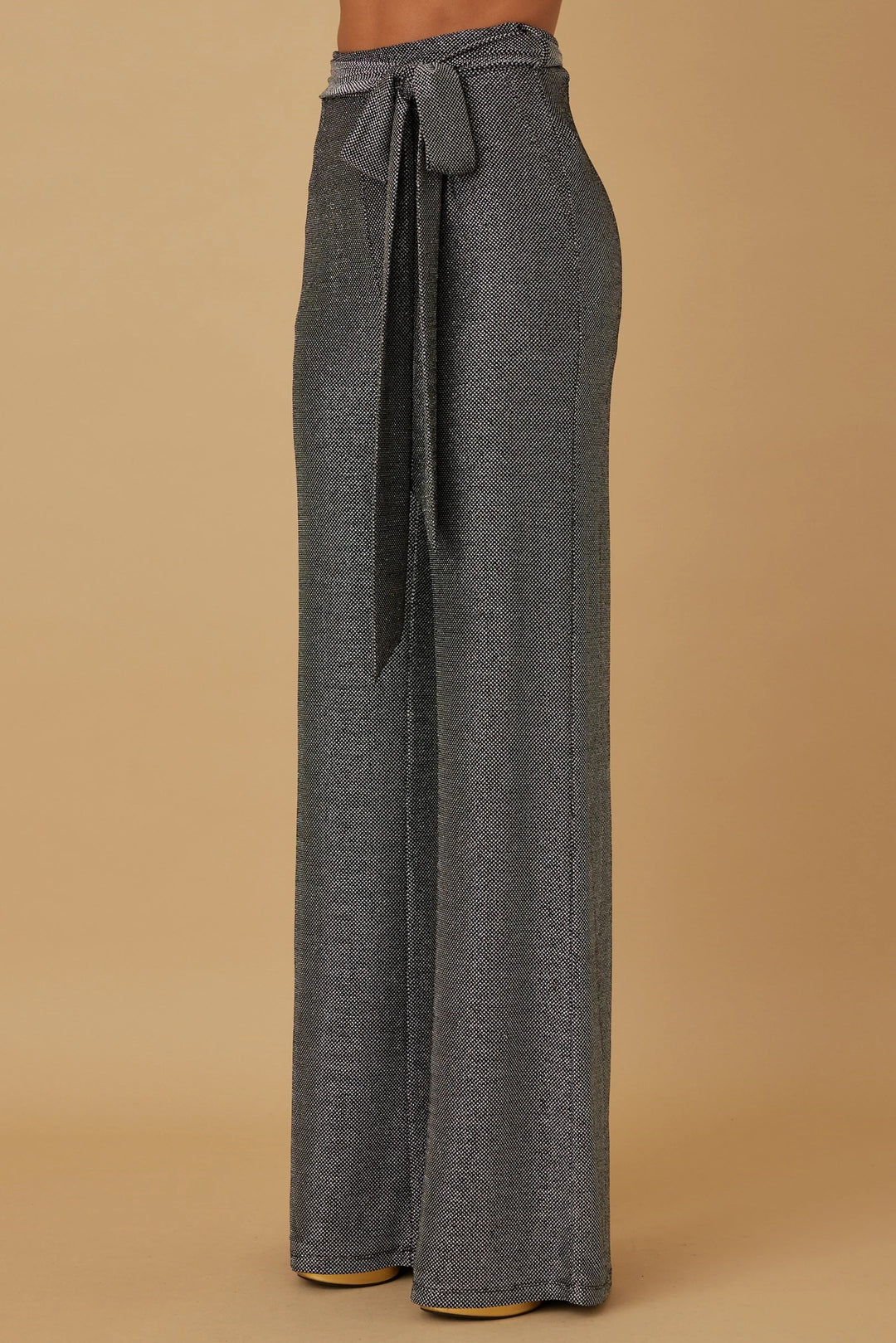 High waist shimmer Semi wide pants