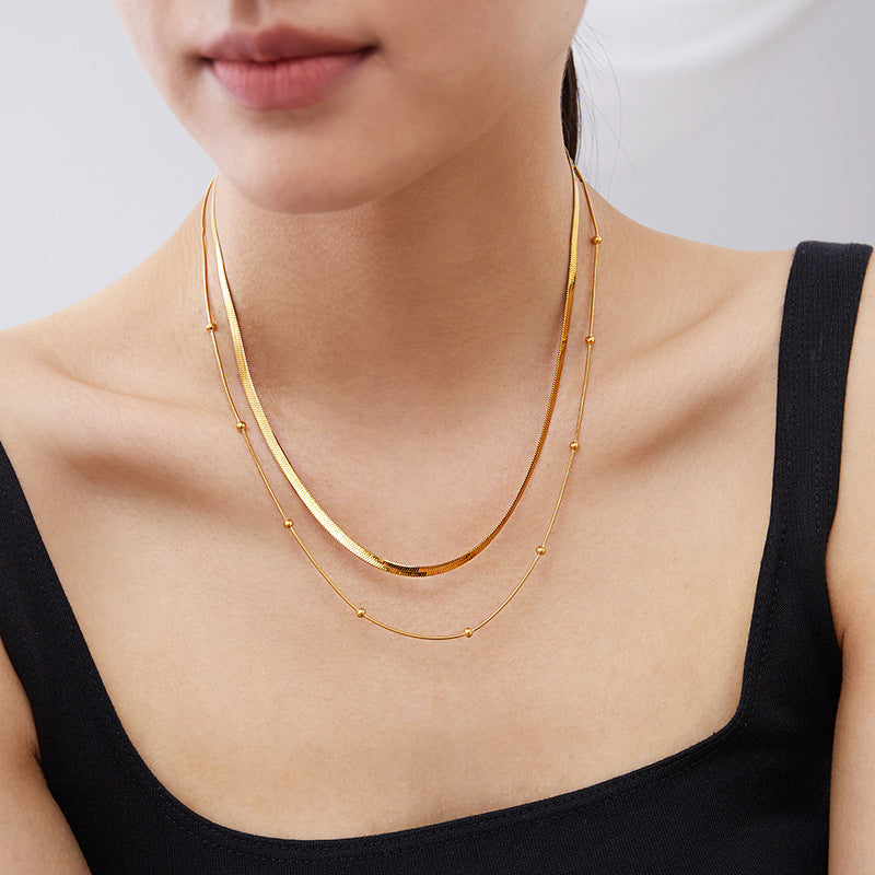 Snake Chain Layered 18K Gold Plated Necklaces