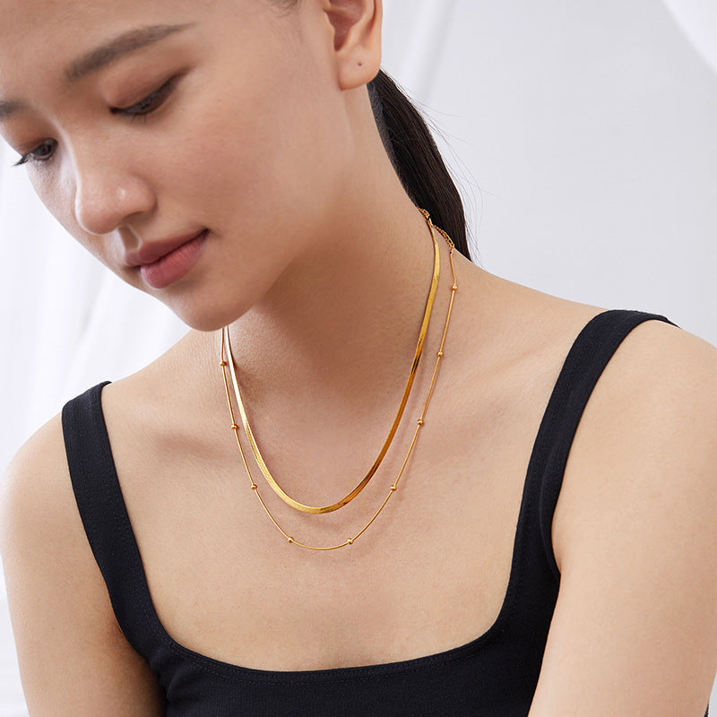 Snake Chain Layered 18K Gold Plated Necklaces