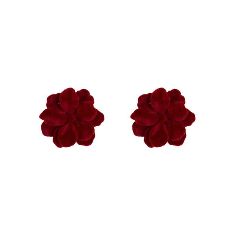 Retro Flower Flocking Three-dimensional Women's Velvet Ear Studs