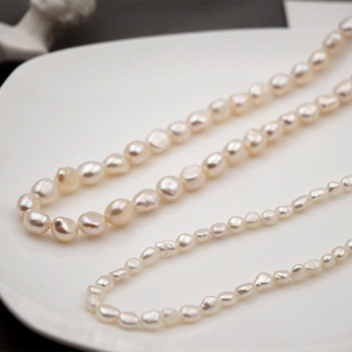 Retro Freshwater Round Pearl Titanium Steel Necklace