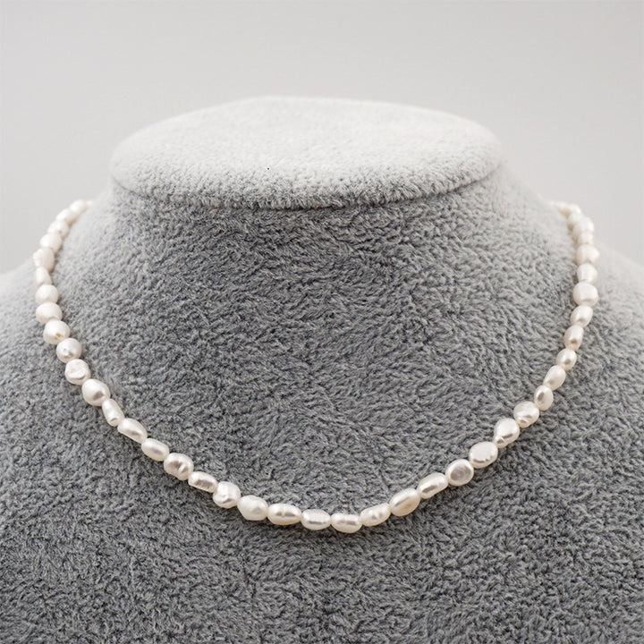 Retro Freshwater Round Pearl Titanium Steel Necklace