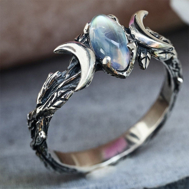 Moon Alloy Inlay Artificial Gemstones Women's Rings