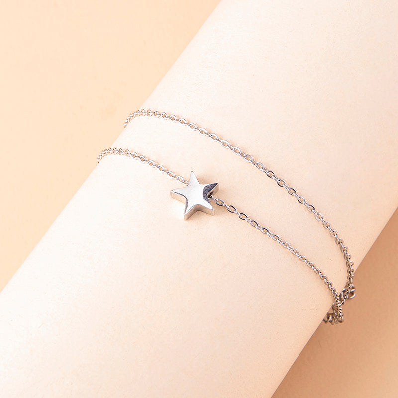 Simple Style Solid Color 304 Stainless Steel Chain Women's Anklet