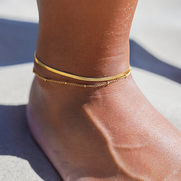 18k Gold Plated Double layered Women's Anklet