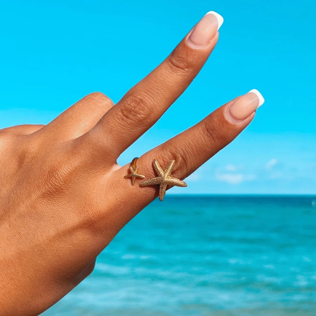 Starfish 304 Stainless Steel 18 K Gold Plating Open Rings