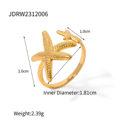 304 Stainless Steel 18K Gold Plating Open Ring