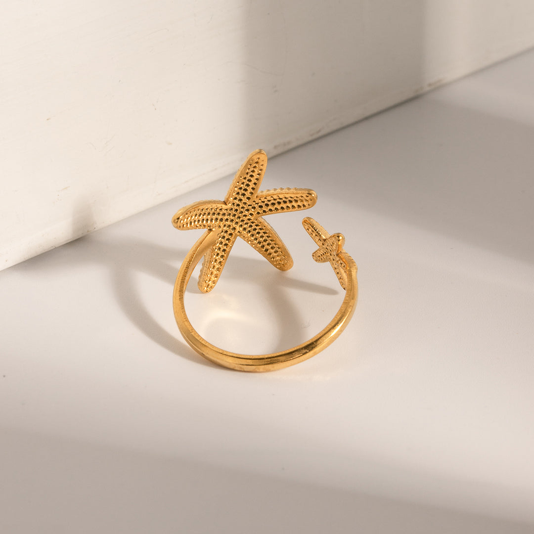 Starfish 304 Stainless Steel 18 K Gold Plating Open Rings