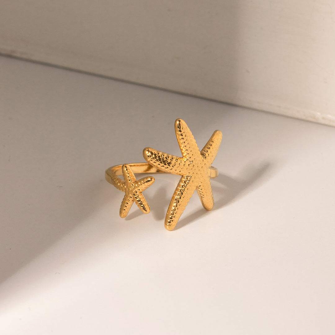 Starfish 304 Stainless Steel 18 K Gold Plating Open Rings