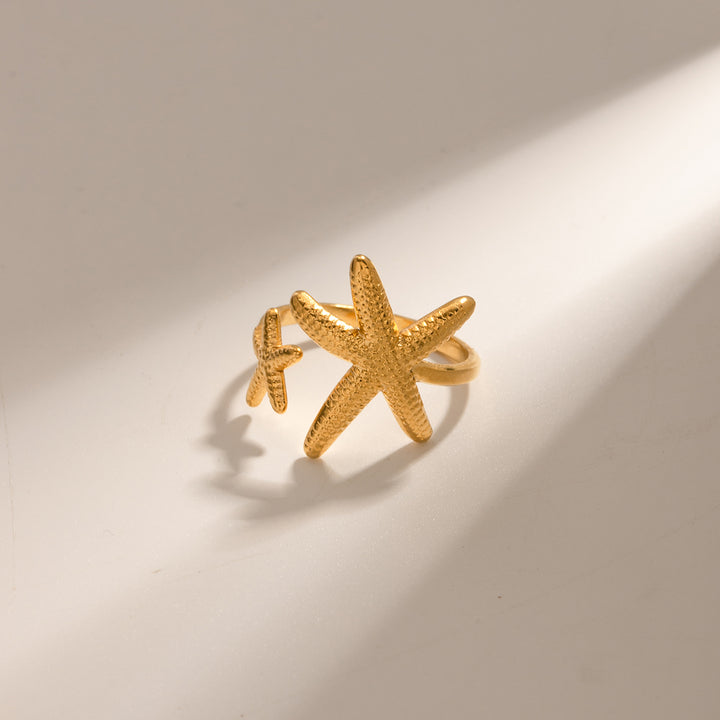 Starfish 304 Stainless Steel 18 K Gold Plating Open Rings