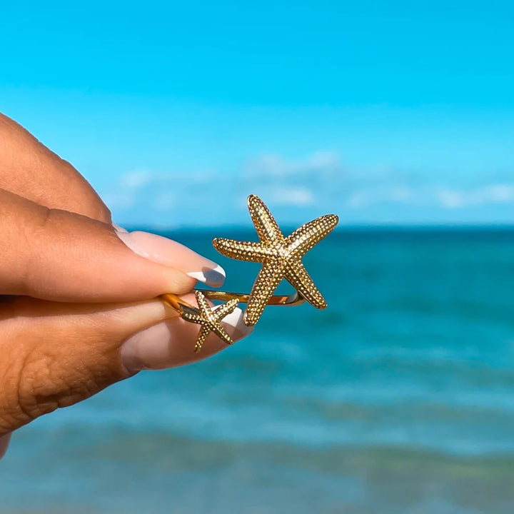 Starfish 304 Stainless Steel 18 K Gold Plating Open Rings