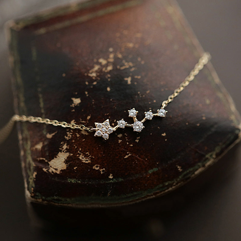 925 Sterling Silver Zircon Lightweight Cable Chain Star Necklace