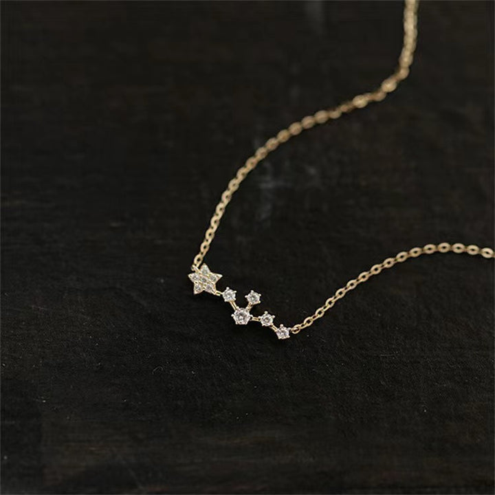 925 Sterling Silver Zircon Lightweight Cable Chain Star Necklace