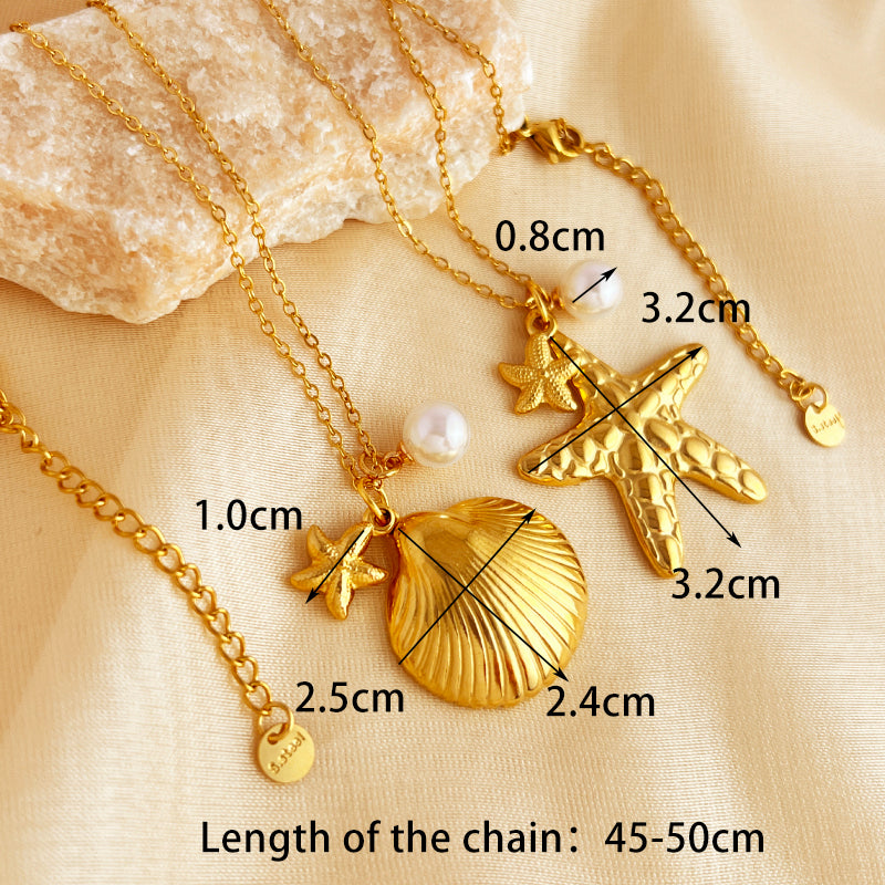 Elegant Beach Style 18K Gold Plated Necklace